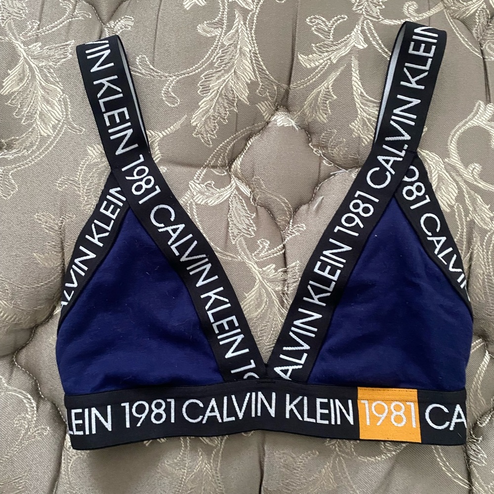 Calvin Klein Blue and Black Triangle Bra